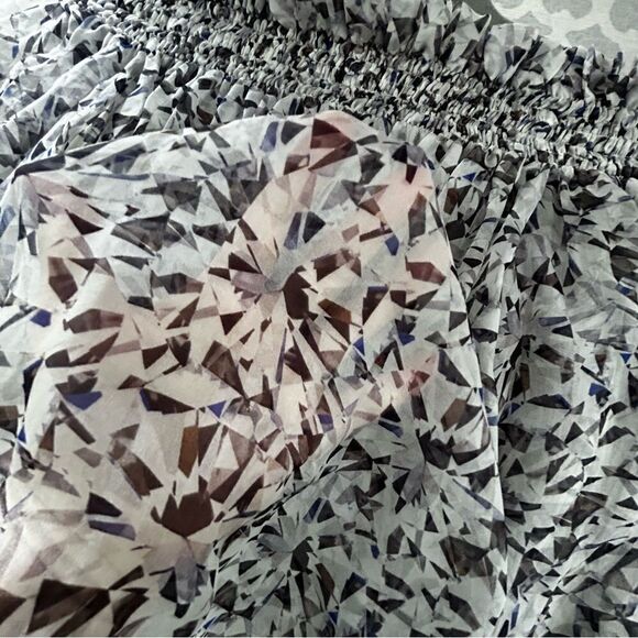 Caroline Constas Silk Smocked Elastic Cinched Ruffle Off Shoulder Top - Picture 2 of 8